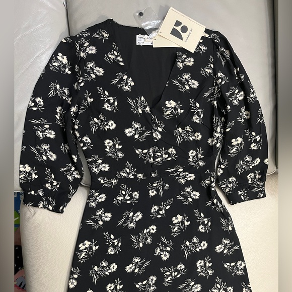 NWT - Frank & Oak Women’s 3/4 Puff Sleeve Floral Print Midi Dress - Size XS - Picture 5 of 13
